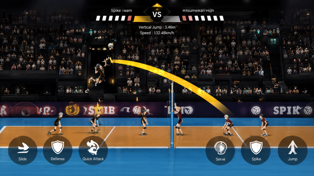 Download The Spike MOD APK iOS v7.6.124 IPA – Latest Version 5 The Spike iOS gameplay screenshot showing a volleyball match in progress